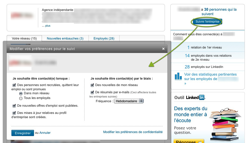 LinkedIn veille entreprises