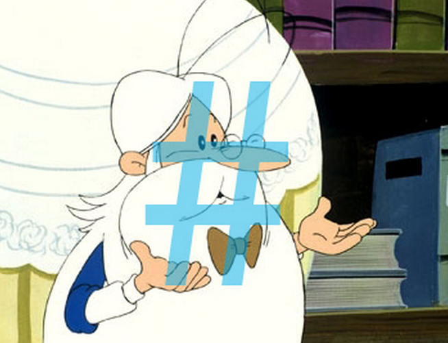Un personnage du dessin animé "Il était une fois la vie" se demande ce qu'est le hashtag.